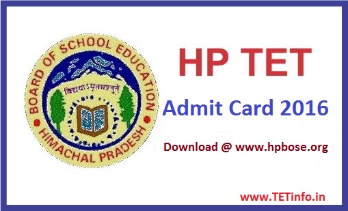 HP TET Admit Card 2016