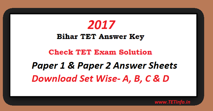 Bihar TET Answer Key 2017
